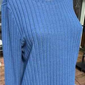 Blue Ribbed Women's Sweater